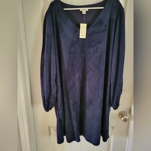 Cato Plus Navy Blue Sueded Lined Cut Out Sleeve Dress Size 22 24 NWT